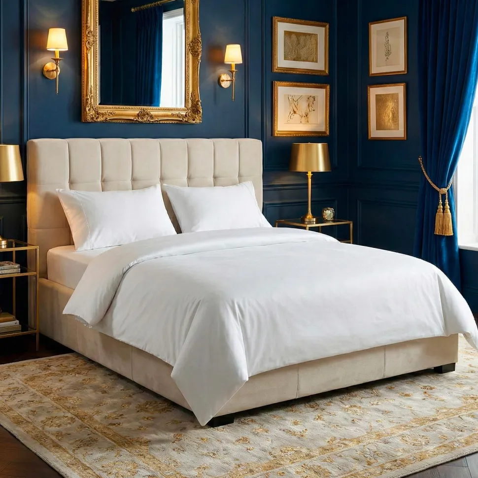 Lit double Luftani avec sommier relevable 180x200cm Velours Beige