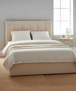 Lit double Luftani avec sommier relevable 140x190cm Velours Beige