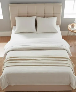 Lit double Luftani avec sommier relevable 140x190cm Velours Beige