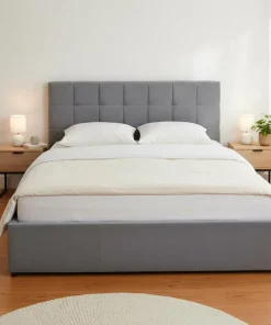Lit double Luftani avec sommier relevable 160x200cm Velours Argent