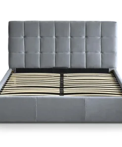 Lit double Luftani avec sommier relevable 160x200cm Velours Argent