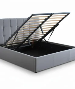 Lit double Luftani avec sommier relevable 160x200cm Velours Argent