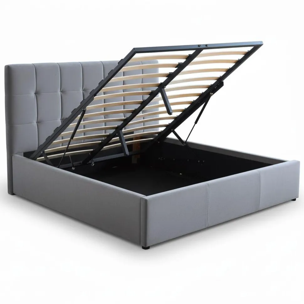 Lit double Luftani avec sommier relevable 160x200cm Velours Argent