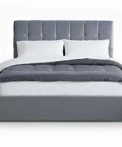 Lit double Luftani avec sommier relevable 160x200cm Velours Argent