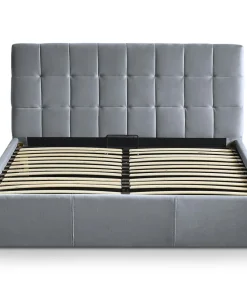 Lit double Luftani avec sommier relevable 180x200cm Velours Argent