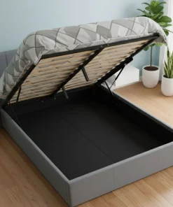 Lit double Magorial avec sommier relevable 180x200cm Velours Gris