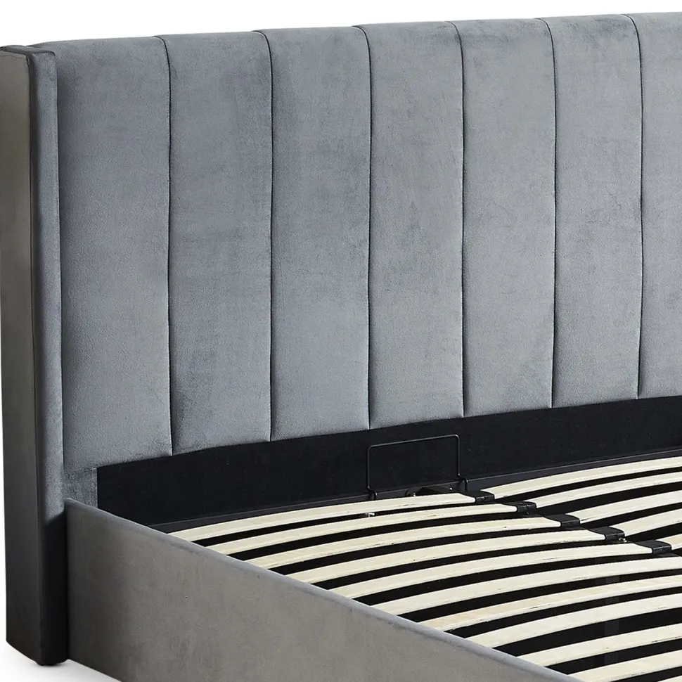 Lit double Magorial avec sommier relevable 180x200cm Velours Gris