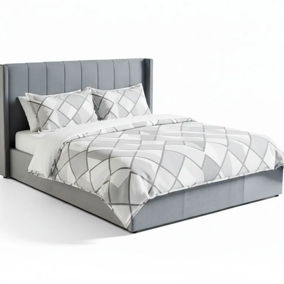 Lit double Magorial avec sommier relevable 180x200cm Velours Gris