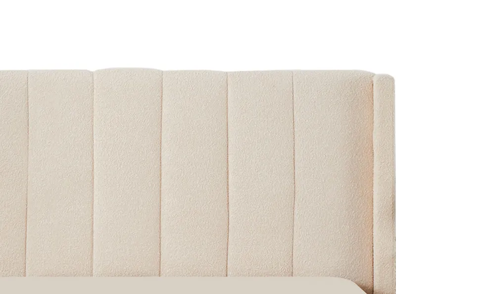Lit double Magorial avec sommier relevable 140x190cm Tissu bouclette Crème