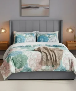 Lit double Magorial avec sommier relevable 160x200cm Velours Gris