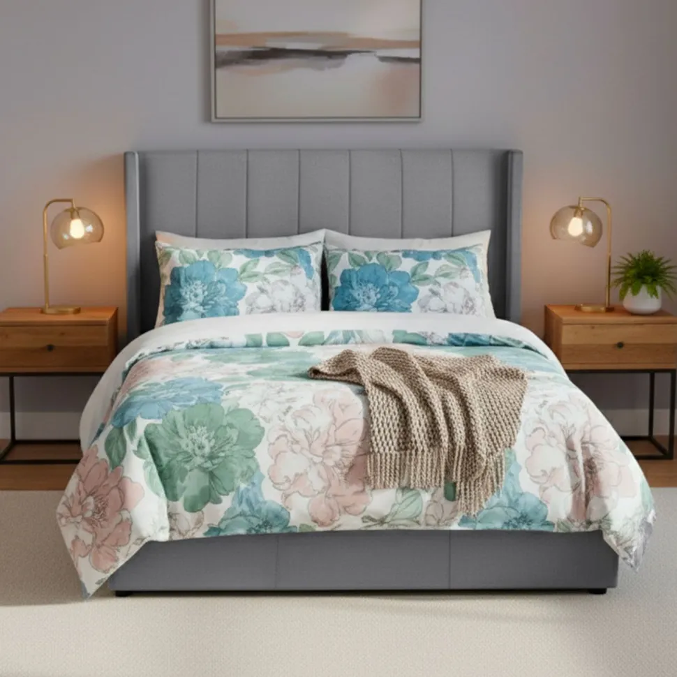Lit double Magorial avec sommier relevable 160x200cm Velours Gris