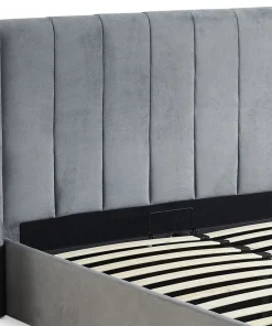 Lit double Magorial avec sommier relevable 160x200cm Velours Gris