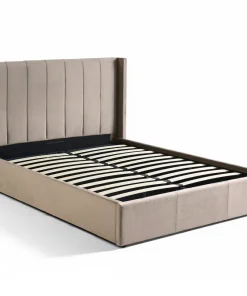 Lit double Magorial avec sommier relevable 160x200cm Velours Taupe