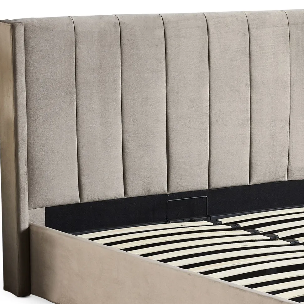 Lit double Magorial avec sommier relevable 180x200cm Velours Taupe