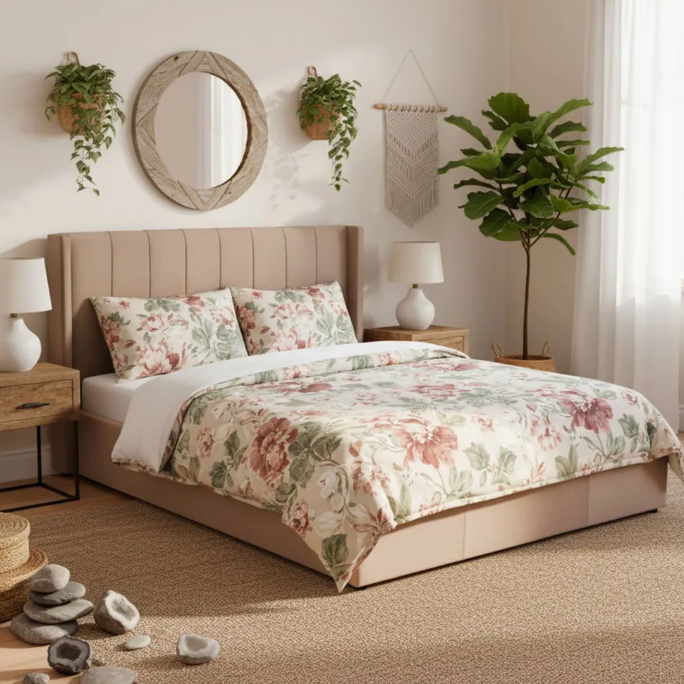 Lit double Magorial avec sommier relevable 180x200cm Velours Taupe