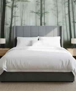 Lit double Magorial avec sommier relevable 140x190cm Velours Gris
