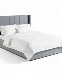 Lit double Magorial avec sommier relevable 140x190cm Velours Gris