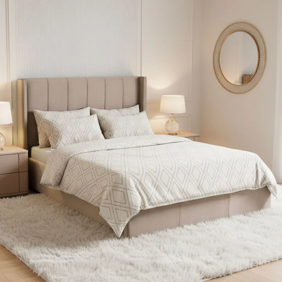 Lit double Magorial avec sommier relevable 140x190cm Velours Taupe