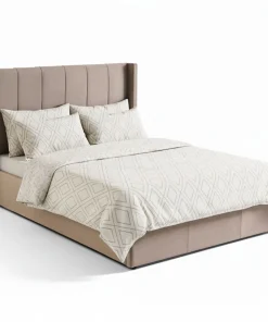 Lit double Magorial avec sommier relevable 140x190cm Velours Taupe