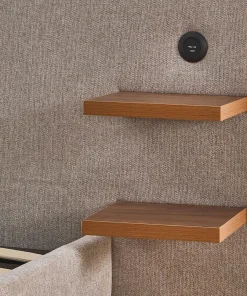 Lit-coffre complet avec tablettes et ports USB intégrés Lukas 180x200cm Tissu Taupe clair