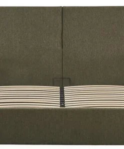 Lit-coffre complet avec tablettes et ports USB intégrés Lukas 160x200cm Tissu Vert