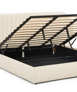 Lit-coffre complet avec tête de lit modulable Cocon 180x200cm Tissu Beige