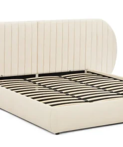 Lit-coffre complet avec tête de lit modulable Cocon 180x200cm Tissu Beige