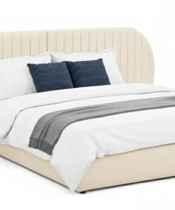 Lit-coffre complet avec tête de lit modulable Cocon 180x200cm Tissu Beige