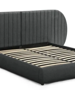Lit-coffre complet avec tête de lit modulable Cocon 160x200cm Tissu Gris foncé