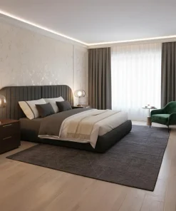 Lit-coffre complet avec tête de lit modulable Cocon 160x200cm Tissu Gris foncé