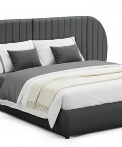 Lit-coffre complet avec tête de lit modulable Cocon 160x200cm Tissu Gris foncé