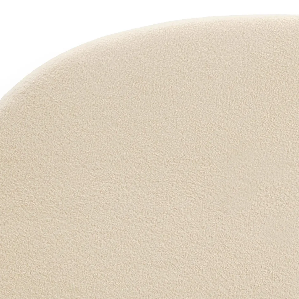 Lit-coffre complet avec tête de lit arrondie Bowiz 140x190cm Tissu bouclette Beige