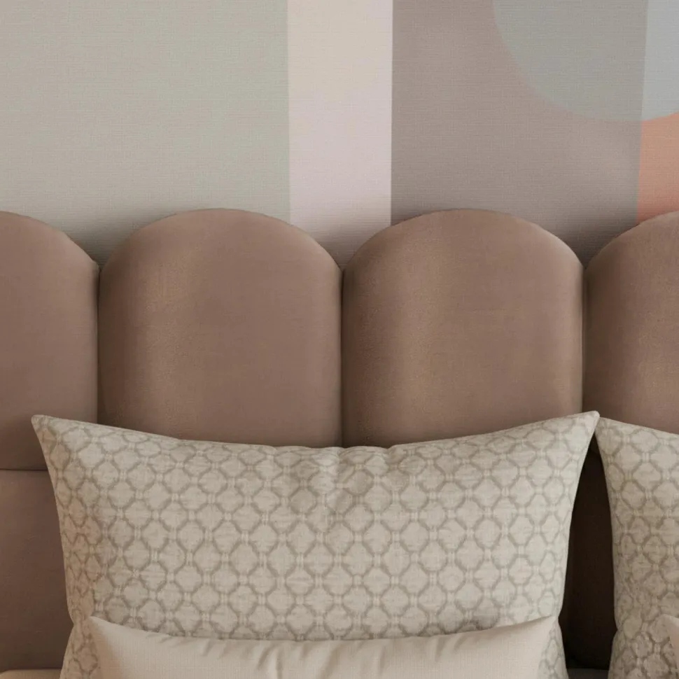 Lit-coffre design boule Bilbola avec sommier relevable 180x200cm Velours Taupe