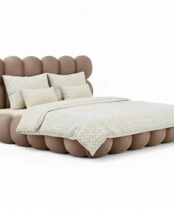 Lit-coffre design boule Bilbola avec sommier relevable 180x200cm Velours Taupe