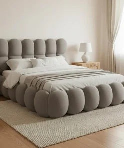 Lit-coffre design boule Bilbola avec sommier relevable 160x200cm Velours Gris