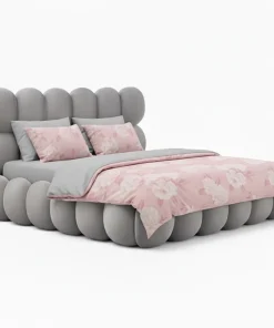 Lit-coffre design boule Bilbola avec sommier relevable 160x200cm Velours Gris
