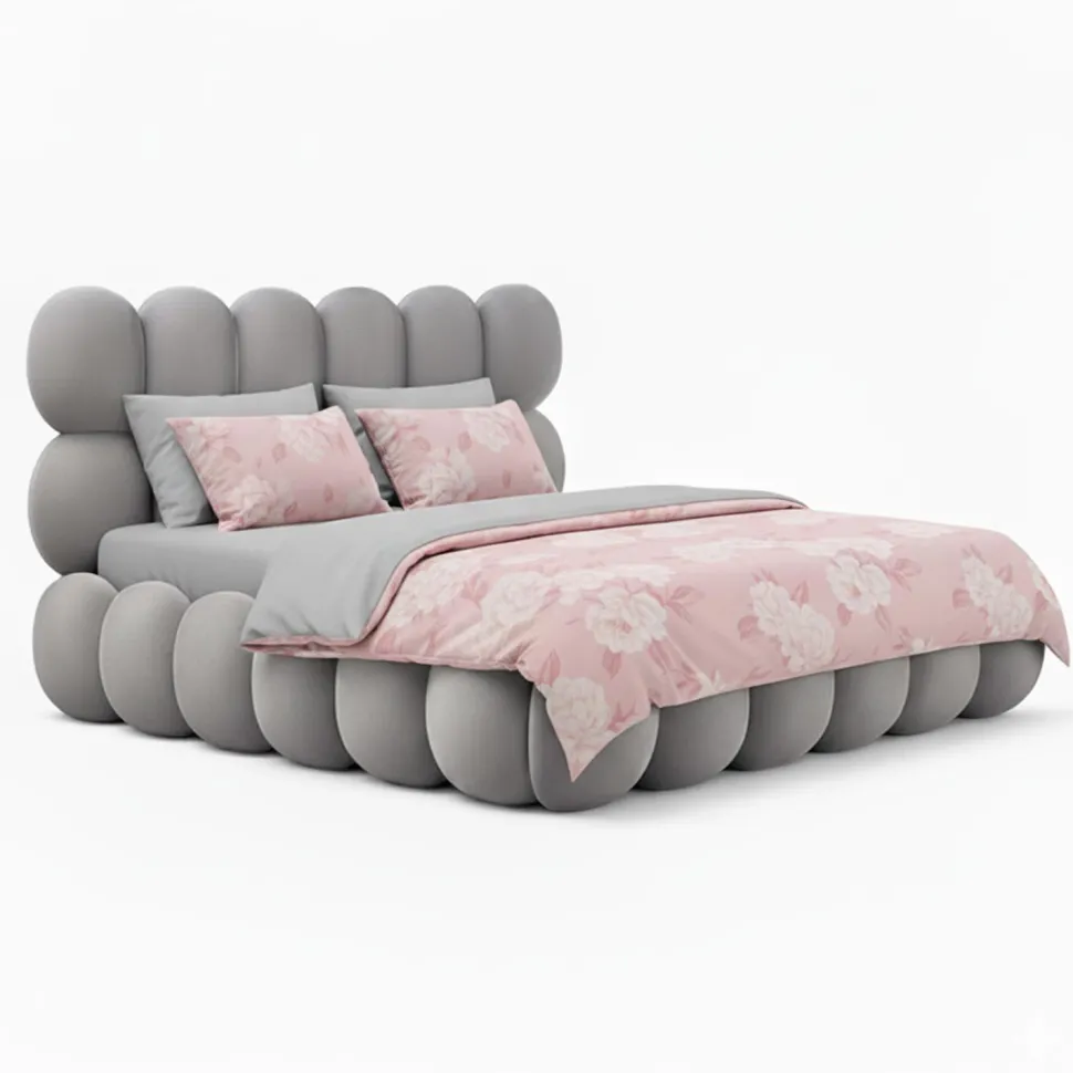 Lit-coffre design boule Bilbola avec sommier relevable 160x200cm Velours Gris