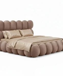 Lit-coffre design boule Bilbola avec sommier relevable 160x200cm Velours Taupe