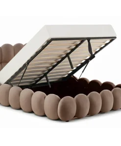 Lit-coffre design boule Bilbola avec sommier relevable 160x200cm Velours Taupe