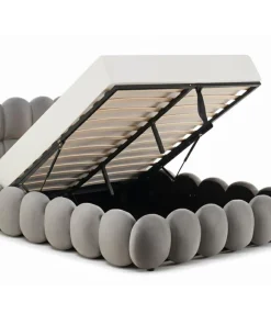 Lit-coffre design boule Bilbola avec sommier relevable 180x200cm Velours Gris