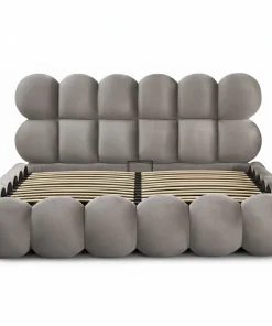 Lit-coffre design boule Bilbola avec sommier relevable 180x200cm Velours Gris