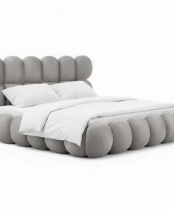 Lit-coffre design boule Bilbola avec sommier relevable 180x200cm Velours Gris