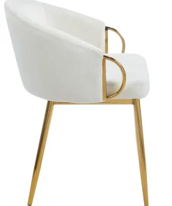Lot de 2 chaises arrondies et matelassées Patricia Métal doré et Velours Crème