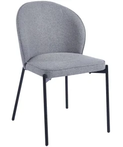 Lot de 2 chaises arrondies et matelassées Isabeau Métal Noir et Tissu Gris