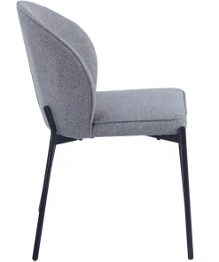 Lot de 2 chaises arrondies et matelassées Isabeau Métal Noir et Tissu Gris