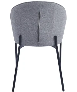 Lot de 2 chaises arrondies et matelassées Isabeau Métal Noir et Tissu Gris