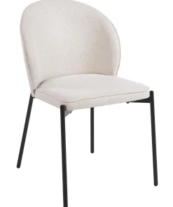 Lot de 2 chaises arrondies et matelassées Isabeau Métal Noir et Tissu Beige