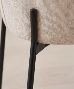 Lot de 2 chaises arrondies et matelassées Isabeau Métal Noir et Tissu Beige