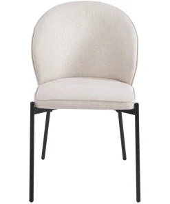 Lot de 2 chaises arrondies et matelassées Isabeau Métal Noir et Tissu Beige