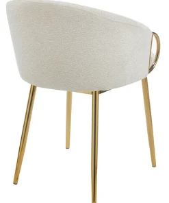 Lot de 2 chaises arrondies et matelassées Patricia Métal doré et Tissu Beige